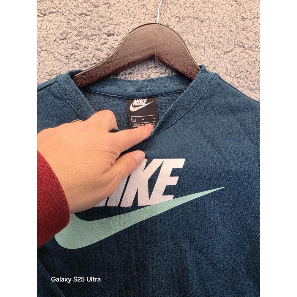 Nike Classic Pullover Crewneck Sweater Youth MD Med Blue Swoosh Spellout Swoosh - Picture 2 of 9
